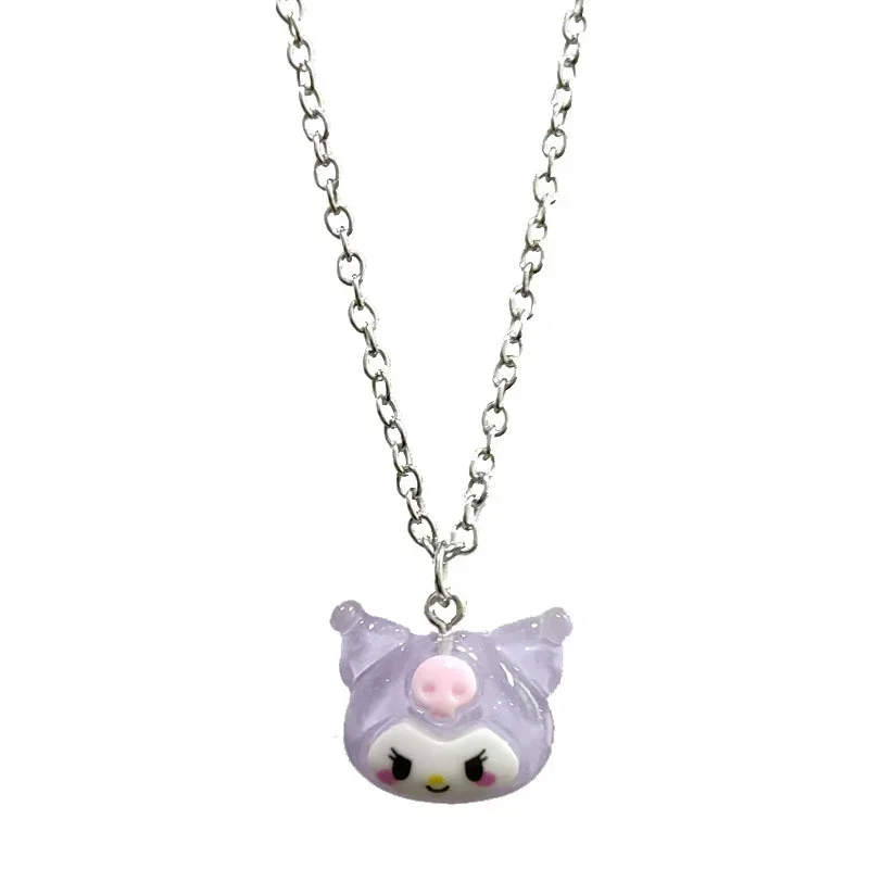 Kawaii Sanrio Cinnamoroll MyMelody Kuromi Student Bijou Necklace Clavicle Chain Adjustable Pendant Accessories Girls Toy Gift