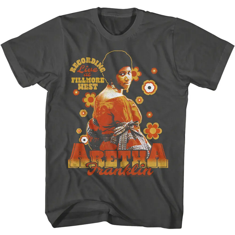 Aretha Franklin Retro Flowers Fillmore West Men's T Shirt Soul Music Merch Unisex T-shirts for Men Women Summer Tees Cotton Luxu