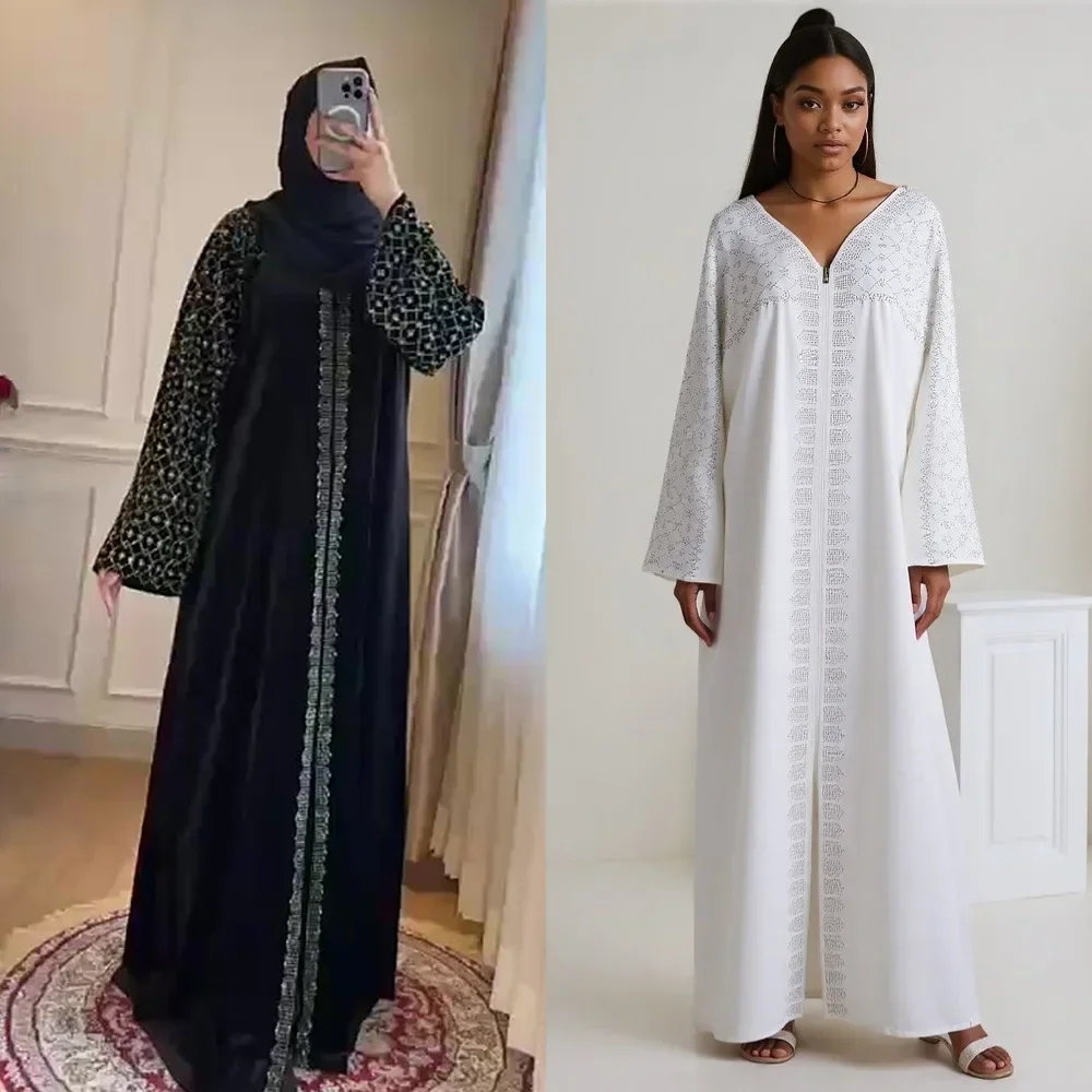

Customized Abayas For Women Dubai Luxury 2025 African Muslim Fashion Dress Caftan Marocain Evening Party Dresses Boubou Robe Dje