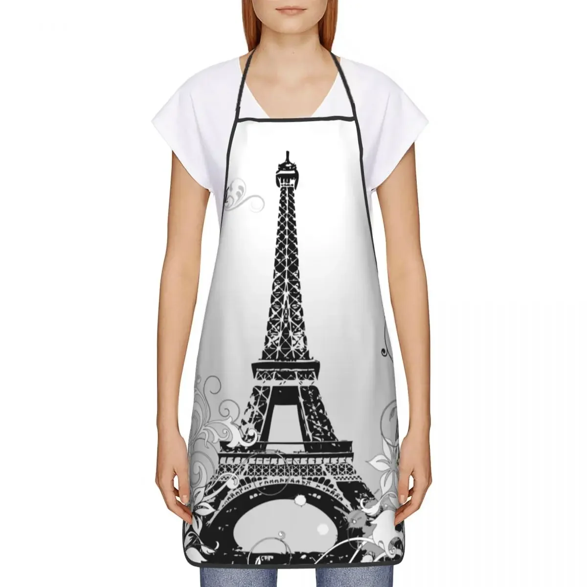 Funny Eiffel Tower Paris Bib Apron Men Women Unisex Kitchen Chef Romantic French Tablier Cuisine for Cooking Baking Painting