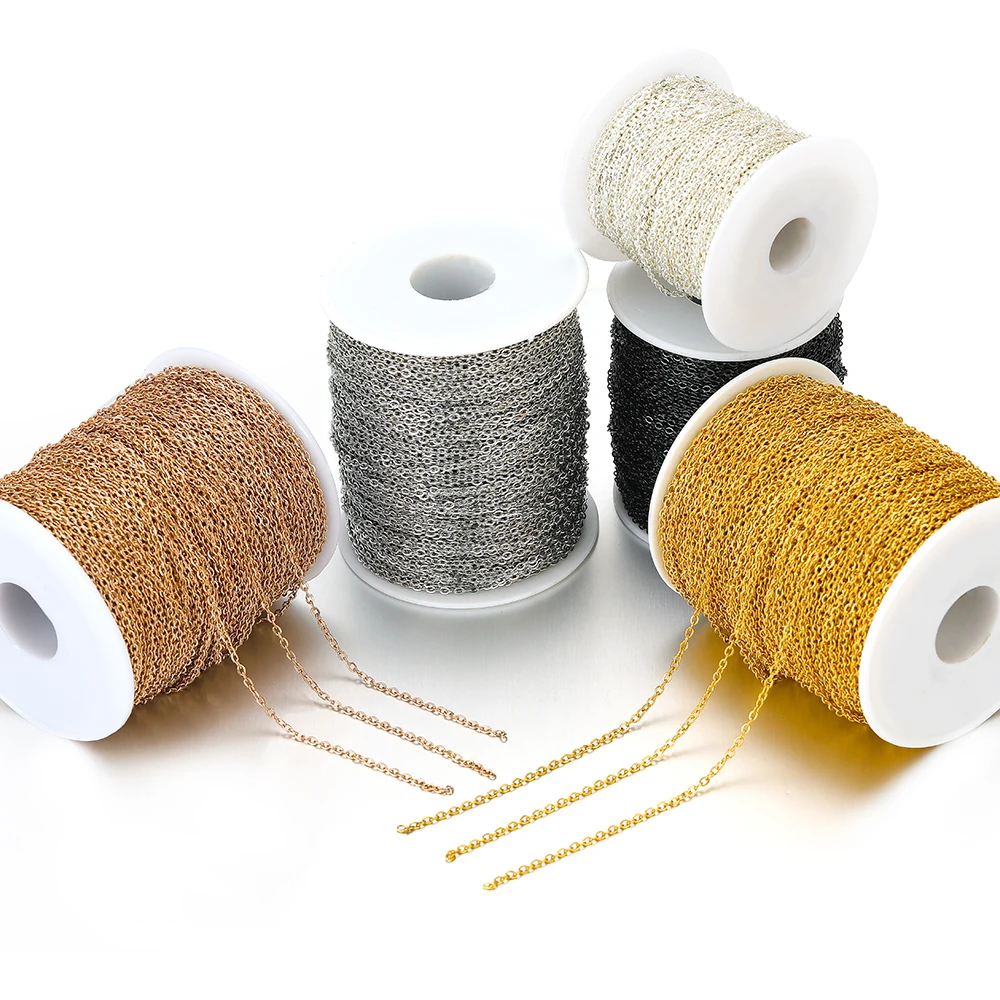 2 미터 페이드 없음 스테인레스 스틸 1/1.5/2mm 너비 크로스 체인 링크 체인 목걸이... - 1