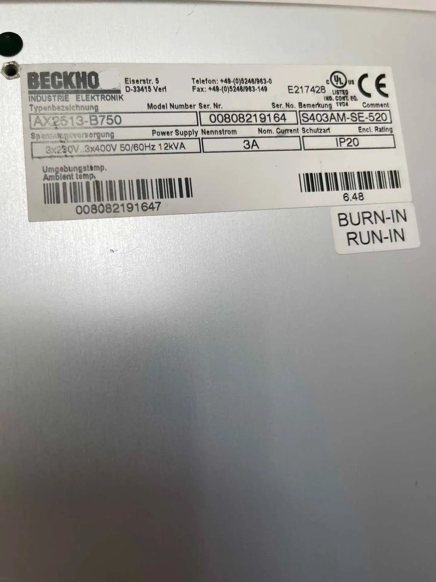 AX2513-B750 S403AM-SE-520, AX2523-B750 S403BA-SE-520 Servo Drive for Beckhoff