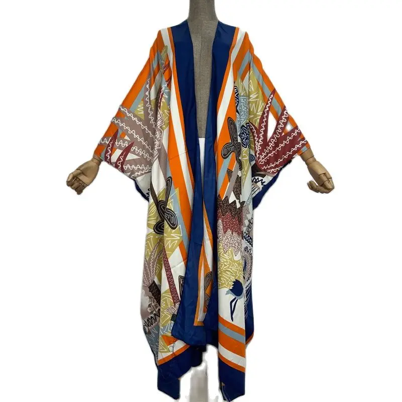 WINYI Sommer mode Strand Tragen Badeanzug Cover Up Dame Boho Strickjacke Retro druck elegante Seidige sexy Urlaub Kimono kaftan