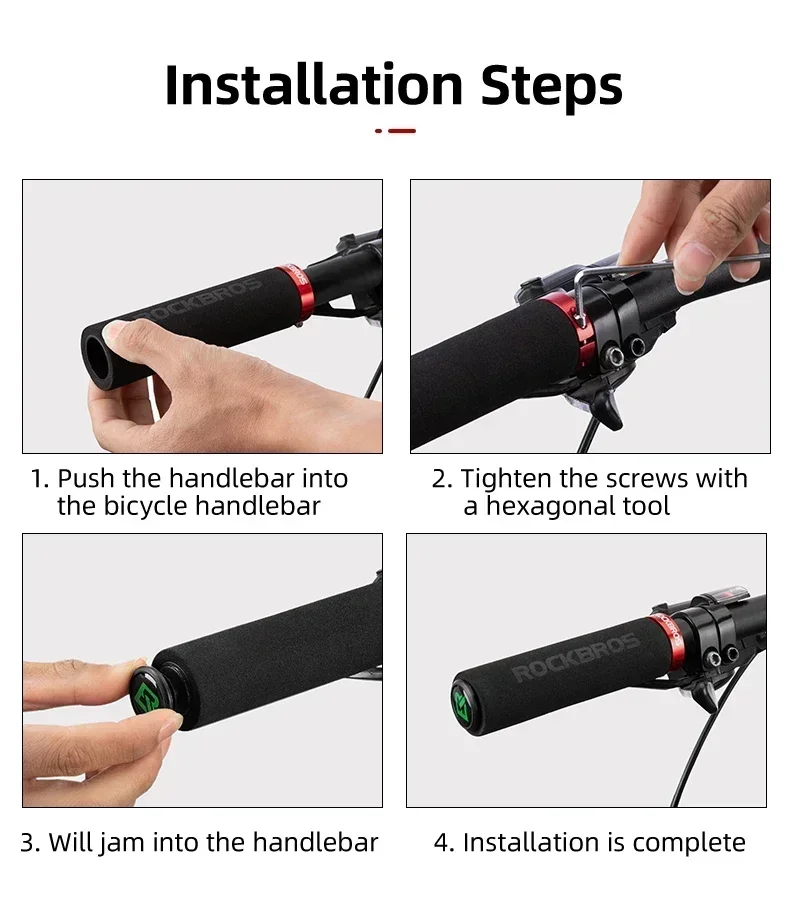 ROCKBROS Sponge MTB Grips With Dust Plug Ultralight Bicycle Handlebar Cover Anti-skid Cozy Bike Handle Alloy Cycling Accessories