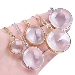 2Pcs Stainless Steel Chunky Glass Photo Reliquary Locket Pendant Necklaces Round Memory Picture Medaillon Men Collares Jewelry
