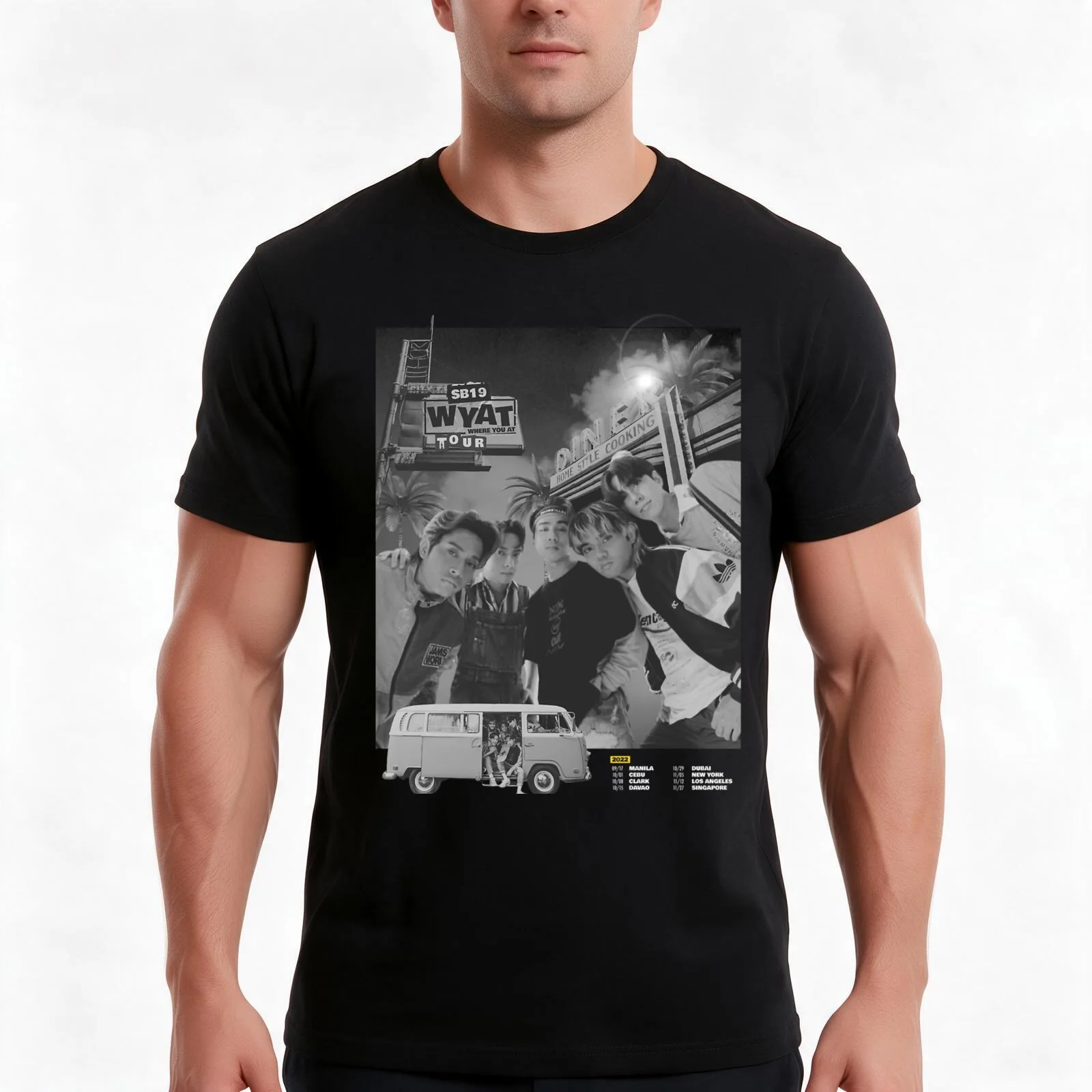SB19 WYAT World Tour T-Shirt, Summer Casual Cotton Tee, Oversized Streetwear Tops, Vintage Graphic Print, Loose Fit Short Sleeve
