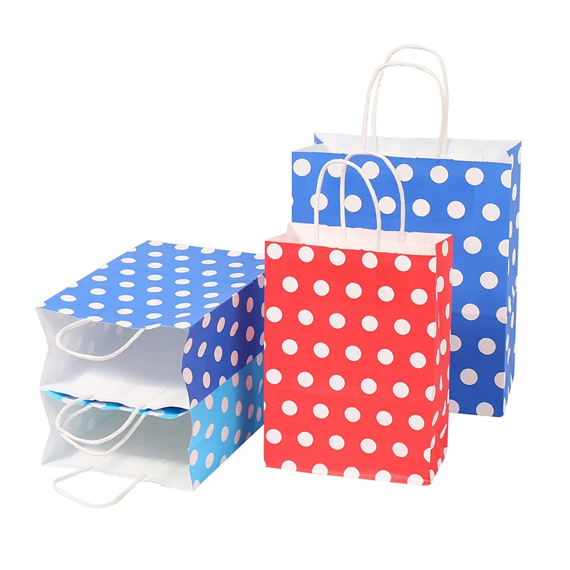 25pcs Polka Dot Gift Paper Jewellery Jewellery Storage Clothes Shoes Tote Packaging Bag Christmas Wedding Party Gift Bag