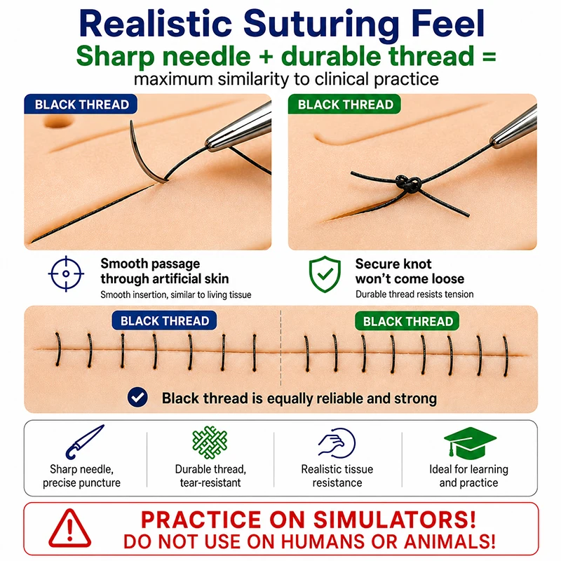 12Pcs Suture Needle And Thread Kit Medical Student Surgical Practice Suture Kit For Simulation Wound Training