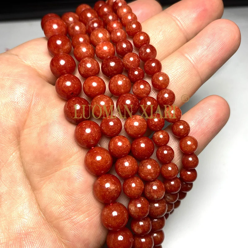 AAA High Quality Red Coral Jades Round Natural Stone Beads for Jewelry Making DIY Bracelet Handmade Material 4 6 8 10MM