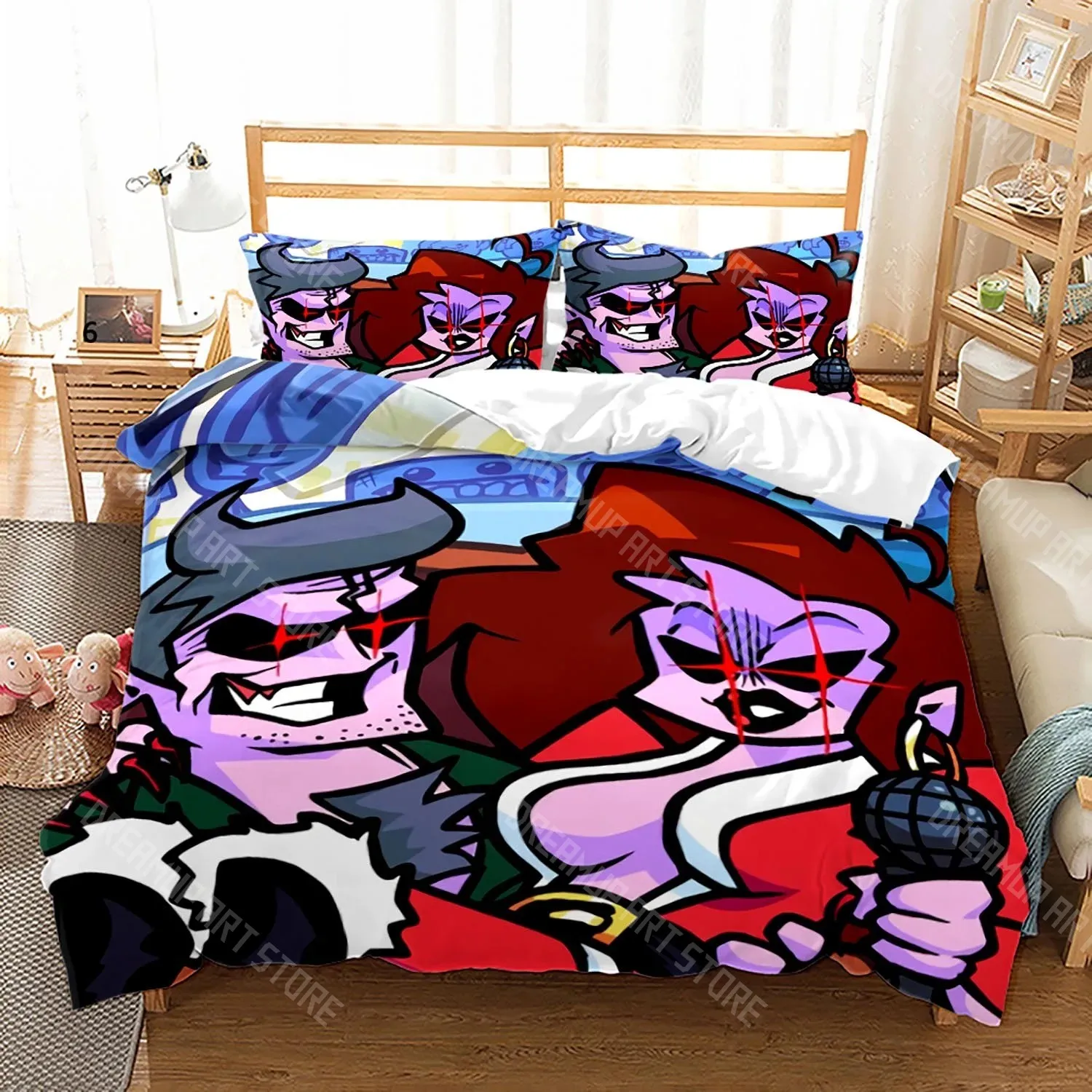 3D Printed Friday Night Funkin Game Bedding Set for Boys Girls Duvet Cover Pillowcase Twin Queen King Full Single Double Sizes