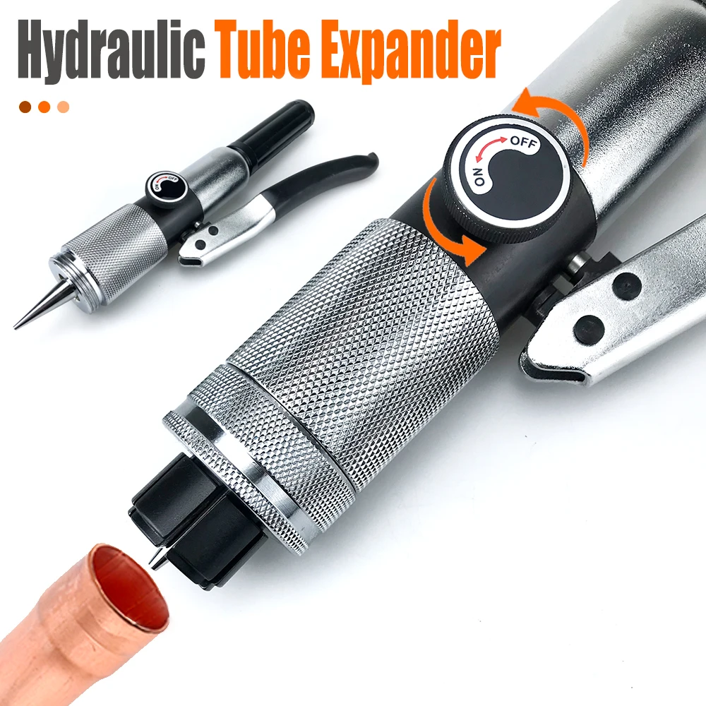 Hydraulic Tube Expander Tool Kit with Pipe Expander Heads Deburring Tool Pipe Cutter Professional Copper Tube Refrigeration Tool