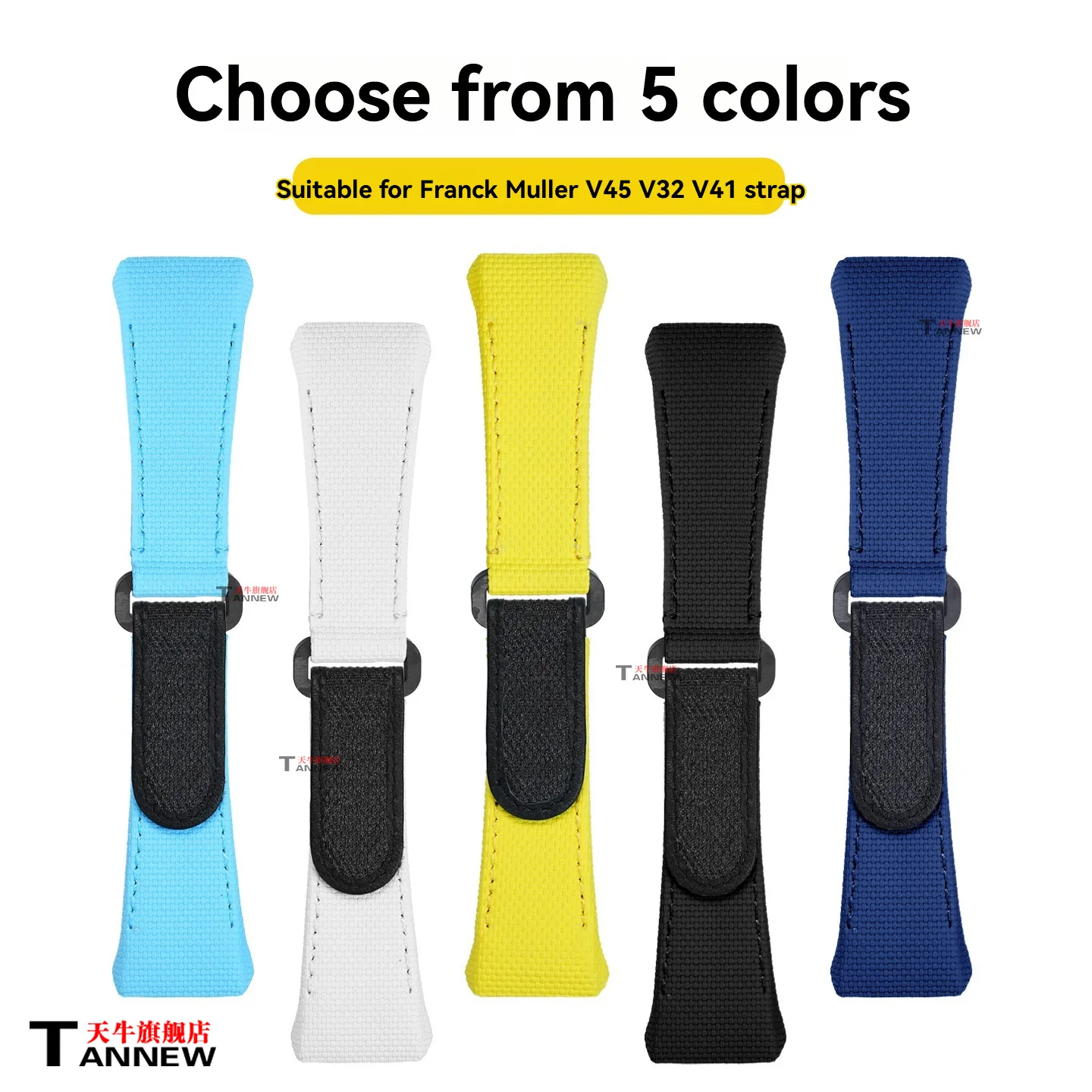 

For Franck Muller V45 V32 V41 Watch Band, Fluoroelastomer Hook and Loop Strap Waterproof Rubber Strap Replacement for Men