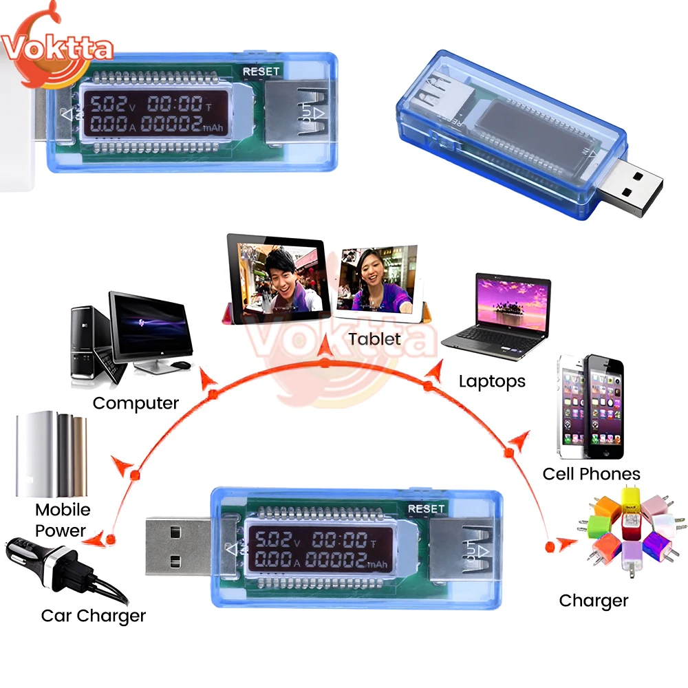 USB Voltmeter Ammeter Current Voltage Power Tester Dual Display Voltage Meters Battery Capacity Tester Power Supply Detector