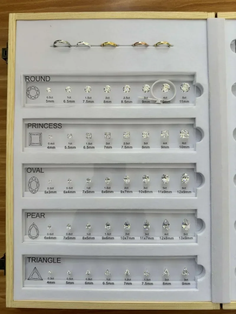 Cubic Zirconia 11 Shapes 88 Stones Comparison Chart Acrylic Plate Setting Diamond Dealer Tools Reference Chart Crushed Ice Cut