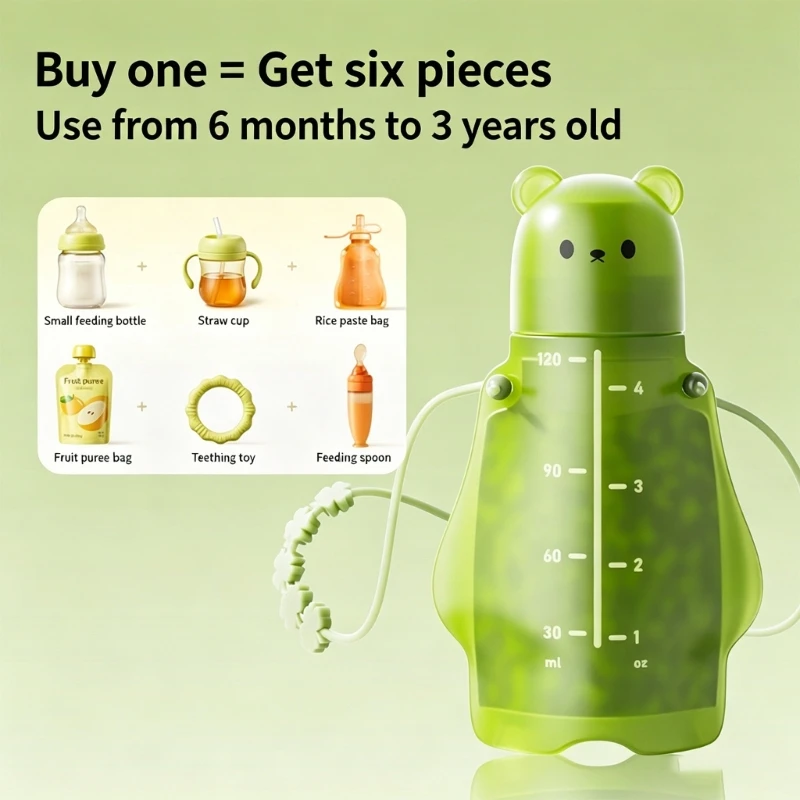 BPA Free Silicone Fruit Puree Food Pouch Reusable Leak Proof Baby Squeeze Biting Food Bag For Milk Rice Cereal Food Container