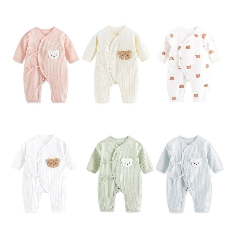 Pagliaccetto per bebè in cotone Tutina per bebè unisex Pagliaccetto a maniche lunghe per neonati D5QA