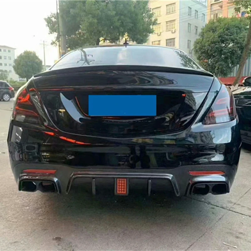 For S-Class W222 modified front lip rear lip Wind knife spoiler tail throat Car Accesso carbon fiber body kit 3