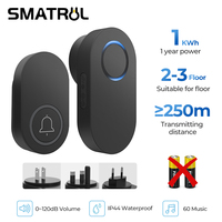 SMATRUL Self Powered Doorbells No Need Battery 120dB 60 Chimes 250M Range EU US UK Plug Waterproof Door Bell For Office,Home