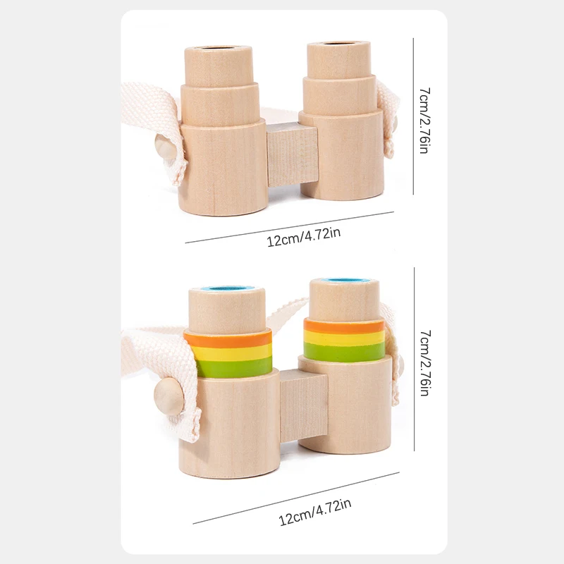 1PC Small In Size Kids Wooden Binoculars Low Chromatic Aberration Optical Glass Lens Wooden Binoculars For Finding The Target