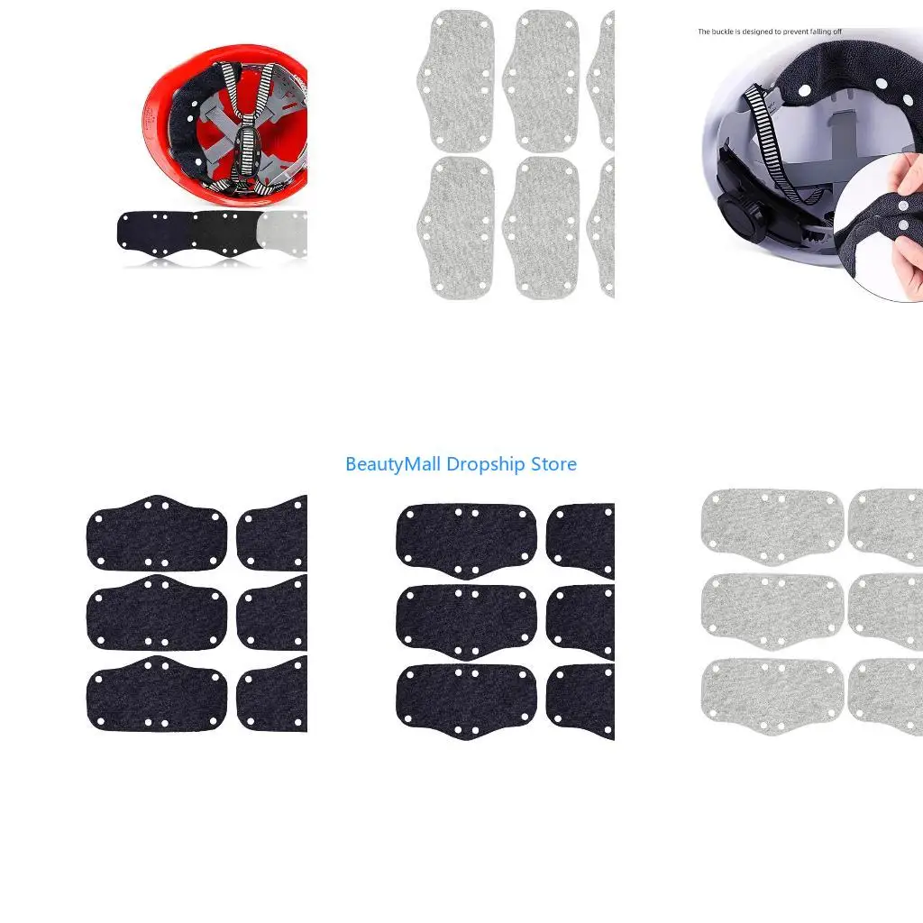 40JD 6Pcs Hard Hat Sweatband Helmet Inner Pads Ergonomic Sweat Absorption For Bikers Construction Worker