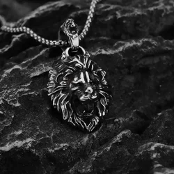 Metal Lion Head Pendant Necklace Men's Hip Hop Necklace New Product European and American INS Personalized Jewelry