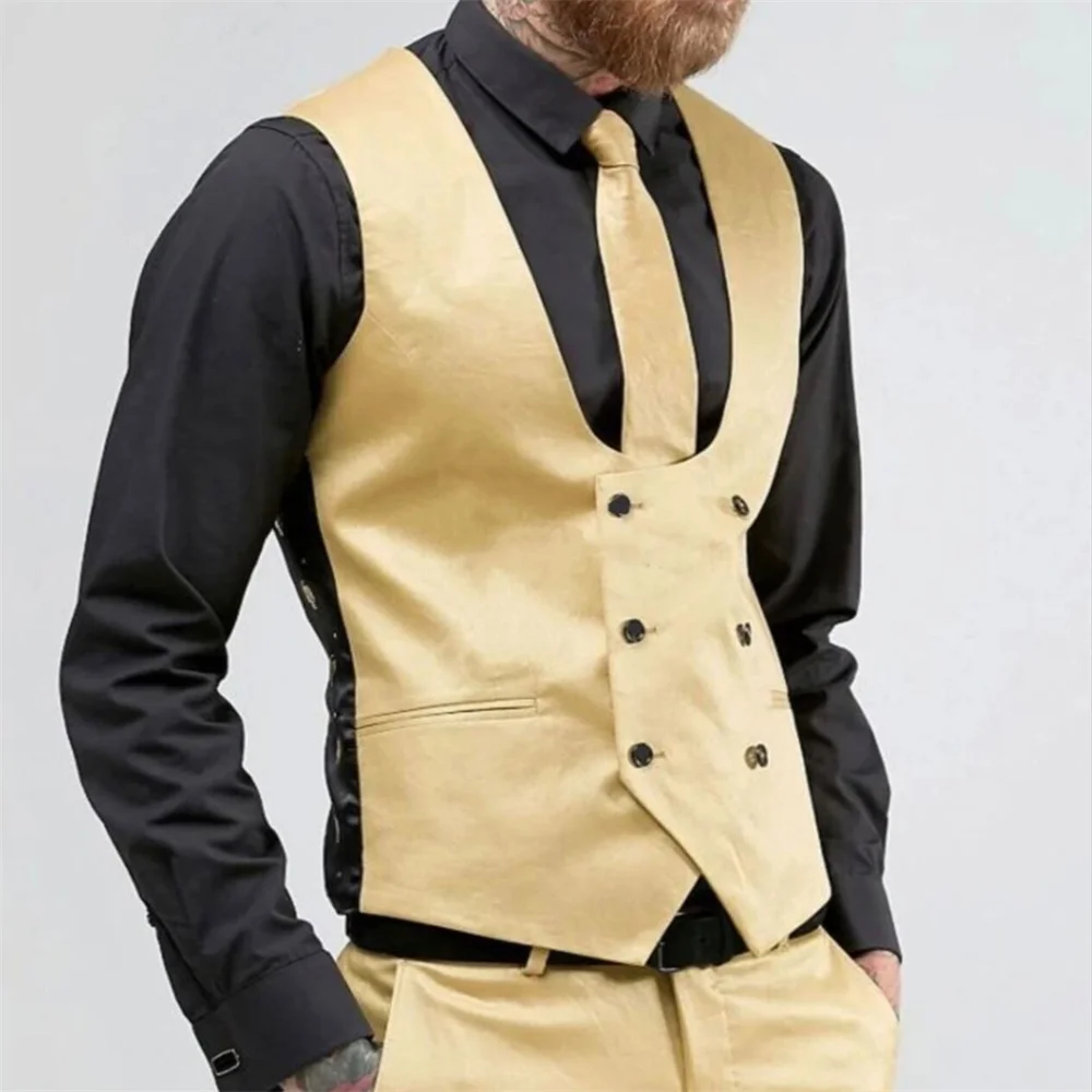 

Men Vest for Wedding Groom One Piece Slim Fit Suit Waistcoat Solid Color Male Fashion Coat