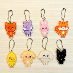 8pcs kpop Ateez Aniteez Cartoon Cute Acrylic Keychain Keyring Hongjoong Seonghwa Yunho Yeosang San Mingi Wooyoung Accessories