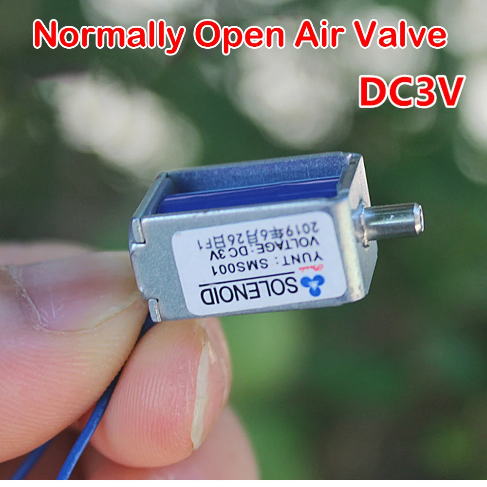 Normal Open Air Control Valve DC 3V Mini Electric Gas Solenoid Valve N/OExhaust Valve Normally Open Air Release Valve