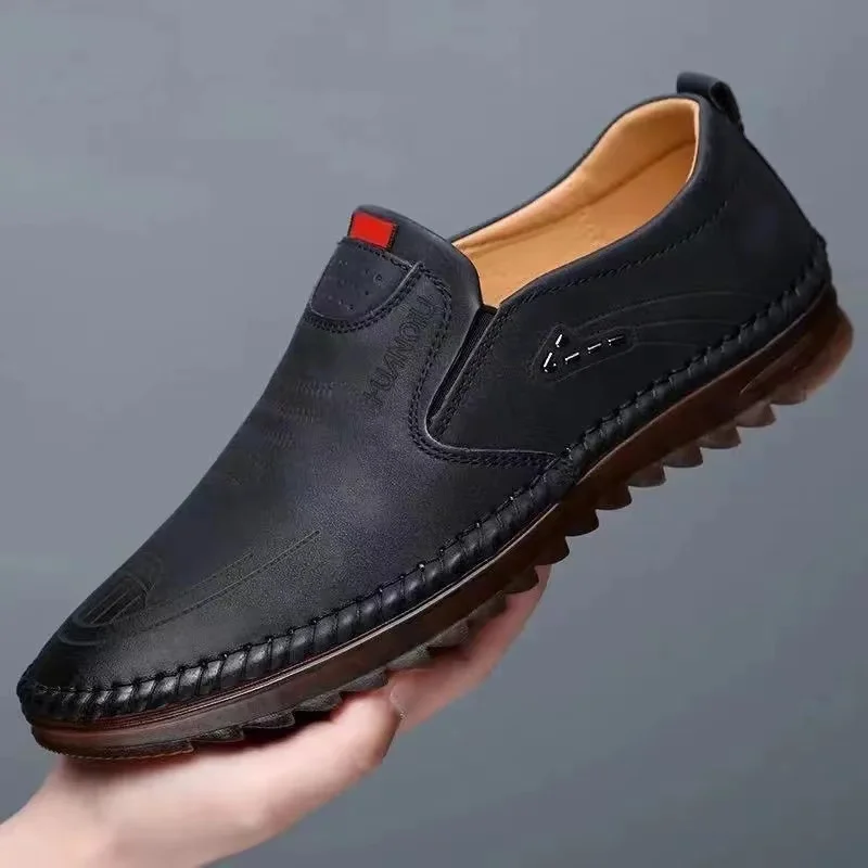 Men\'s casual leather shoes cow tendon soft sole breathable work shoes driving soft sole bean shoes men\'s business dress shoes