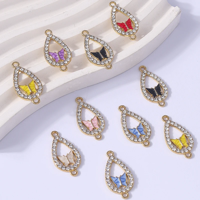 

Duarte 20Pcs/Lot Cute Crystal Flying Butterfly Charms Connectors for Jewelry Making DIY Bracelets Necklaces Handmade Crafts Gift