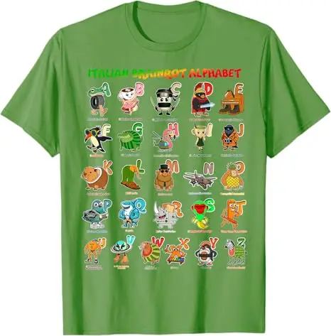 Italienisches BRAINROT Alphabet Lustiges Meme Genz Charakter T-Shirt Jungen Mode Grafik Outfit Y2k Humor Söhne Geburtstag T-Shirt Neuheit Geschenk – Detail 6