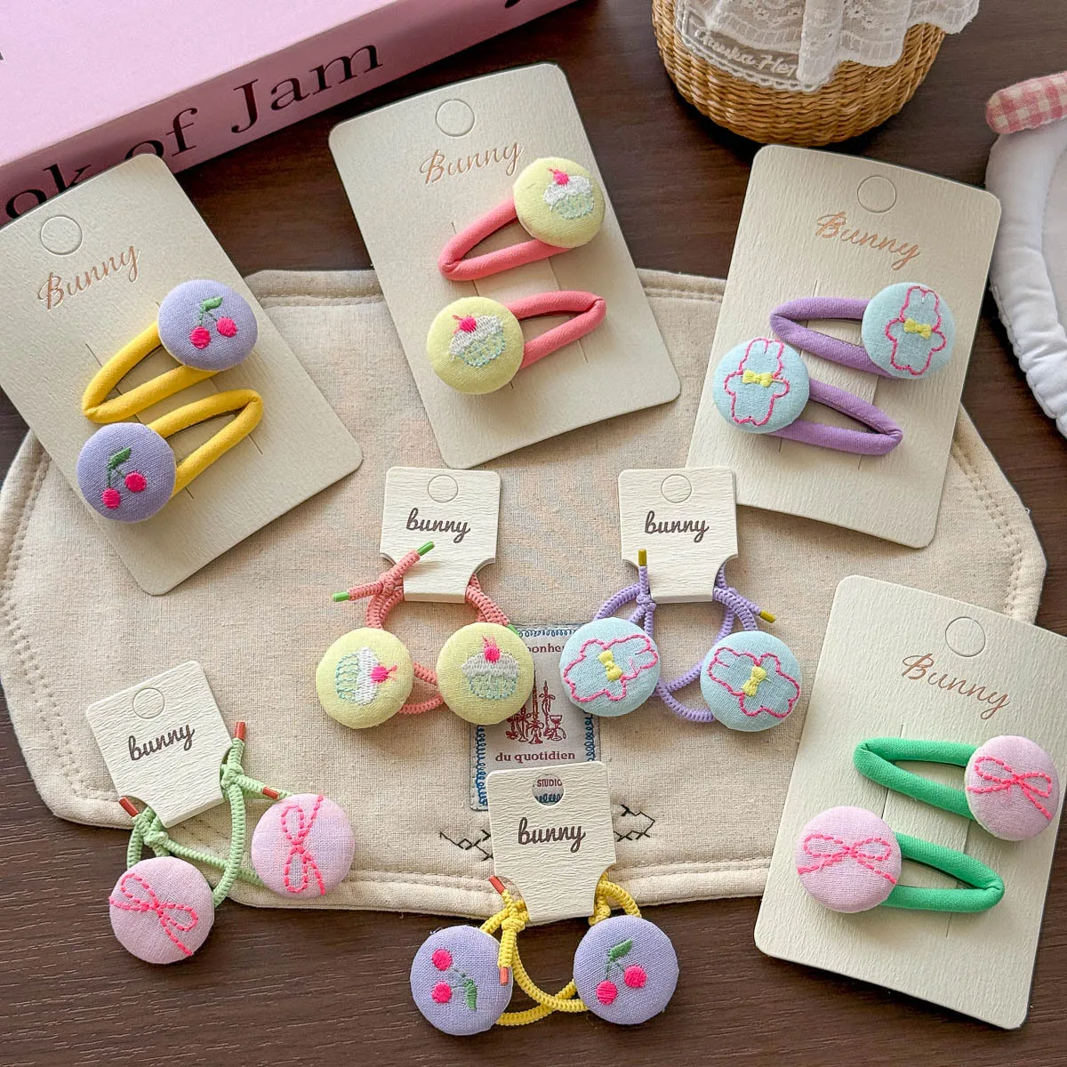 new-arrivalembroiderbows-rabbit-button-hairpin-hair-tie-classy-girl-broken-hair-bangs-clip