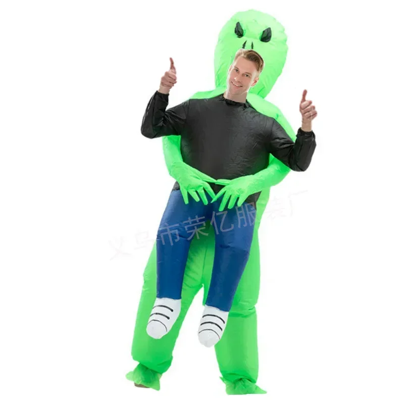 Et alienígena inflável terno alienígena monstro inflável traje assustador verde alienígena cosplay traje para adulto festa festival palco