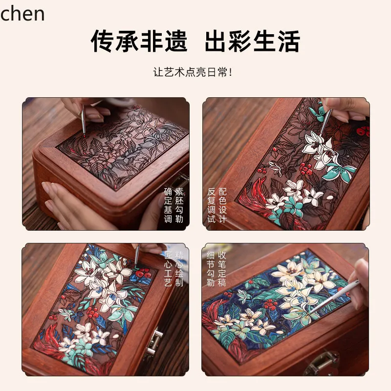 

jewelry box solid wood high-end exquisite storage box with lock