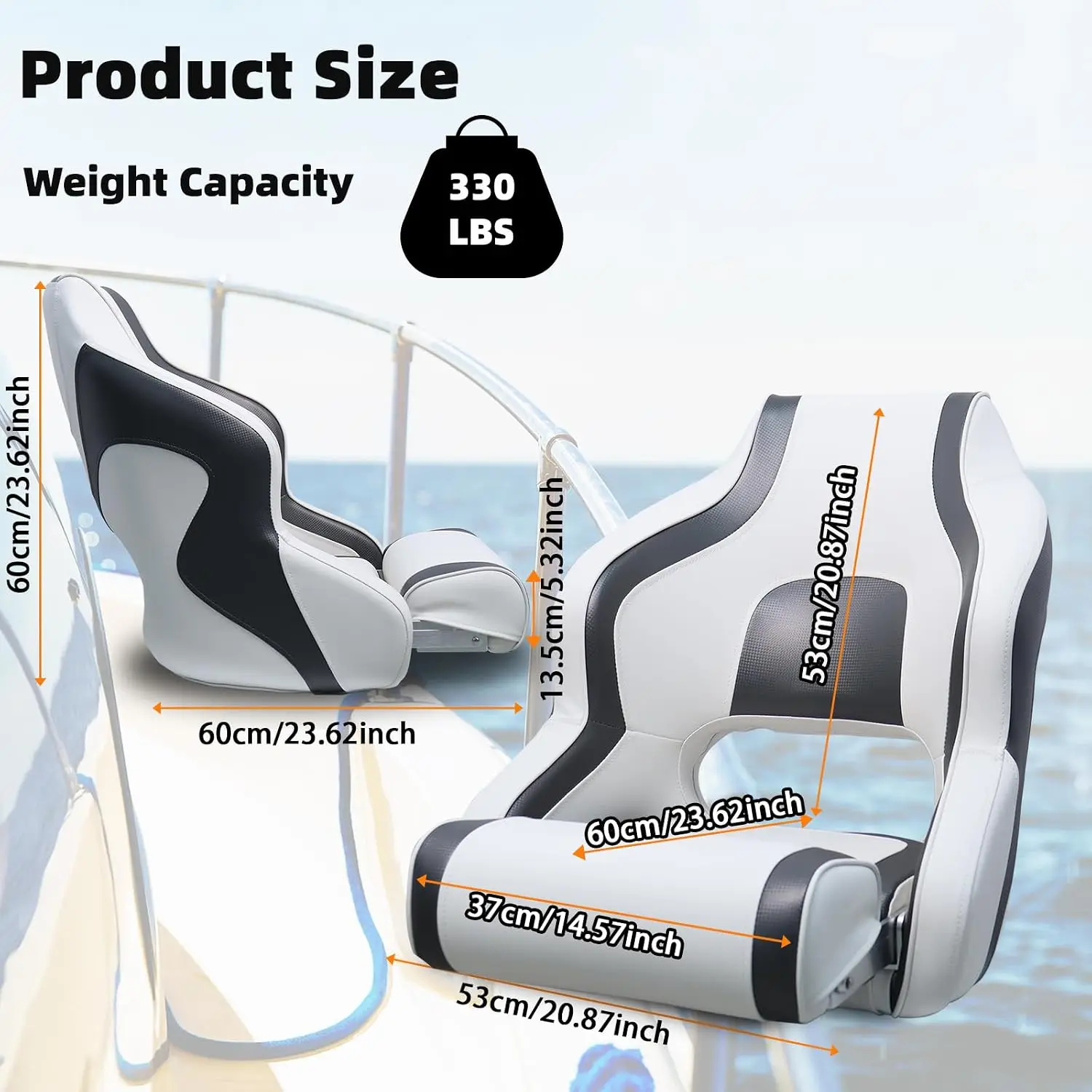 Captains Bucket boat Seat Premium Sports Flip Up Boat Seats 2 Pack