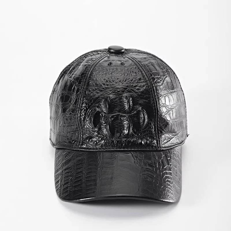 Mode Herren Krokodil Muster Rindsleder Echtes Leder Schirmmütze Außerhalb Casual Sonnenschutz Reise Baseball Kappe Einstellbar – Detail 3