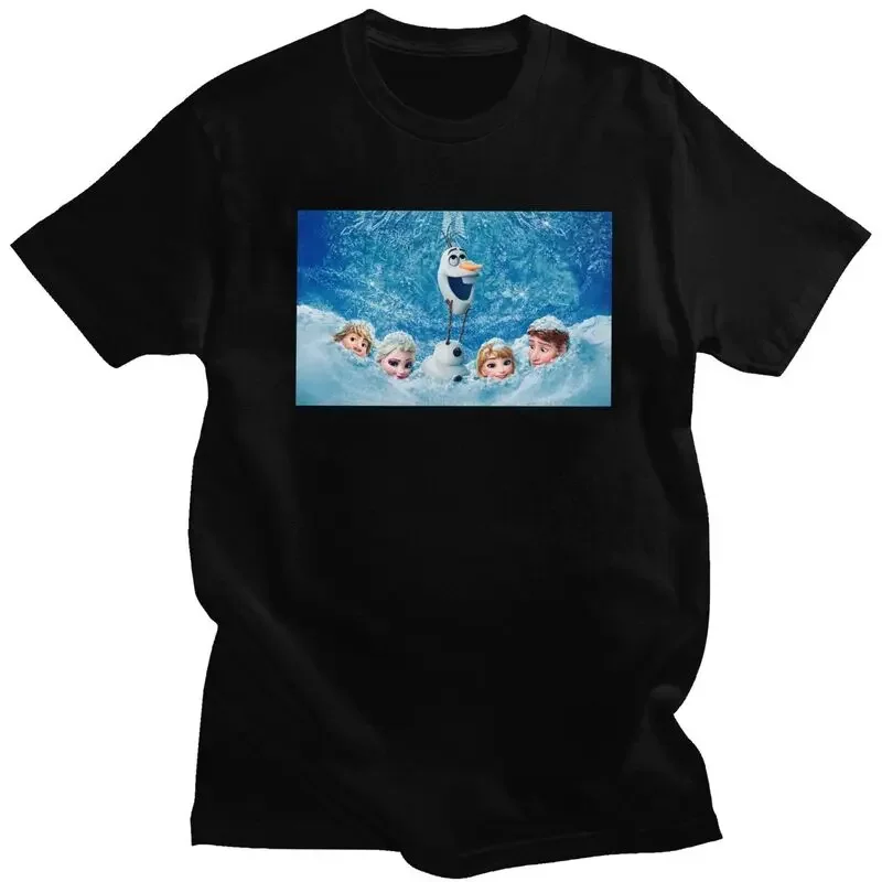 Frozen Olaf Anime T Shirts for Men Cotton Tee Elsa Anna Cartoon Tshirt Short Sleeve Urban T-shirt Gift