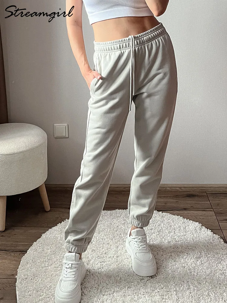 White Straight Sweatpants Women Pants High Waist Black Cotton Trousers womens Coffee Joggers Woman Sports Pants For Women Casual