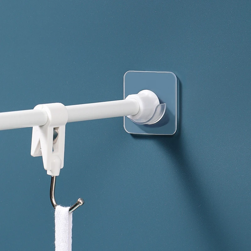 Curtain Rod Bracket Holder Hooks For Wall Adhesive Bathroom Shower Rod Tension Retainer No Drilling Stick For Closet Strong