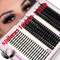HBZGTLAD12rows Spikes100D120Dfalse eyelash clusters fluffy thick and dense single eyelash book clusters extended DIY home use