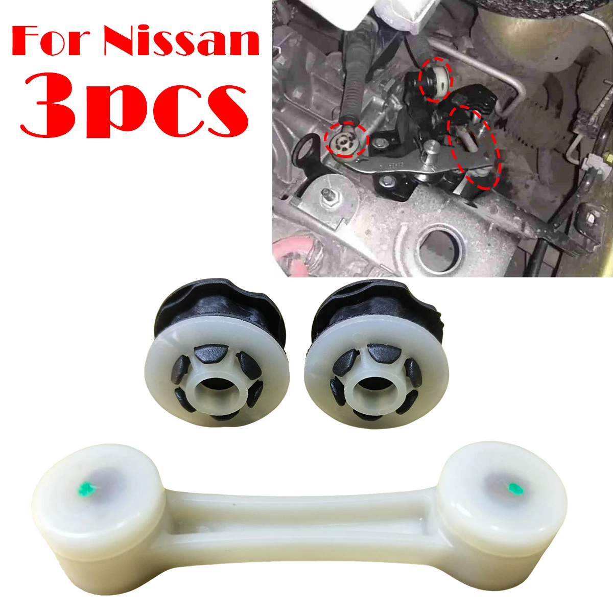 

3PC Gear Shift Linkage Selector End Rod Connect Bushing Cable Stop Support For Nissan Sentra B17 NV250 Livna TIIDA Renault dacia