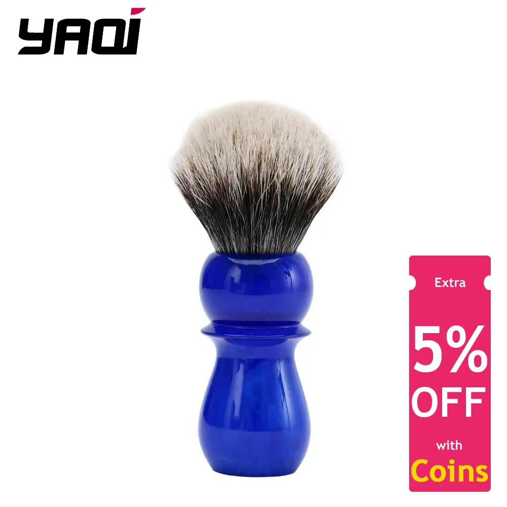 YAQI 24mm Arctic Sky Deep Blue Handle Two Band Badger Hair Mens Shaving Facial Cleaning Tools Brush Brush Barber