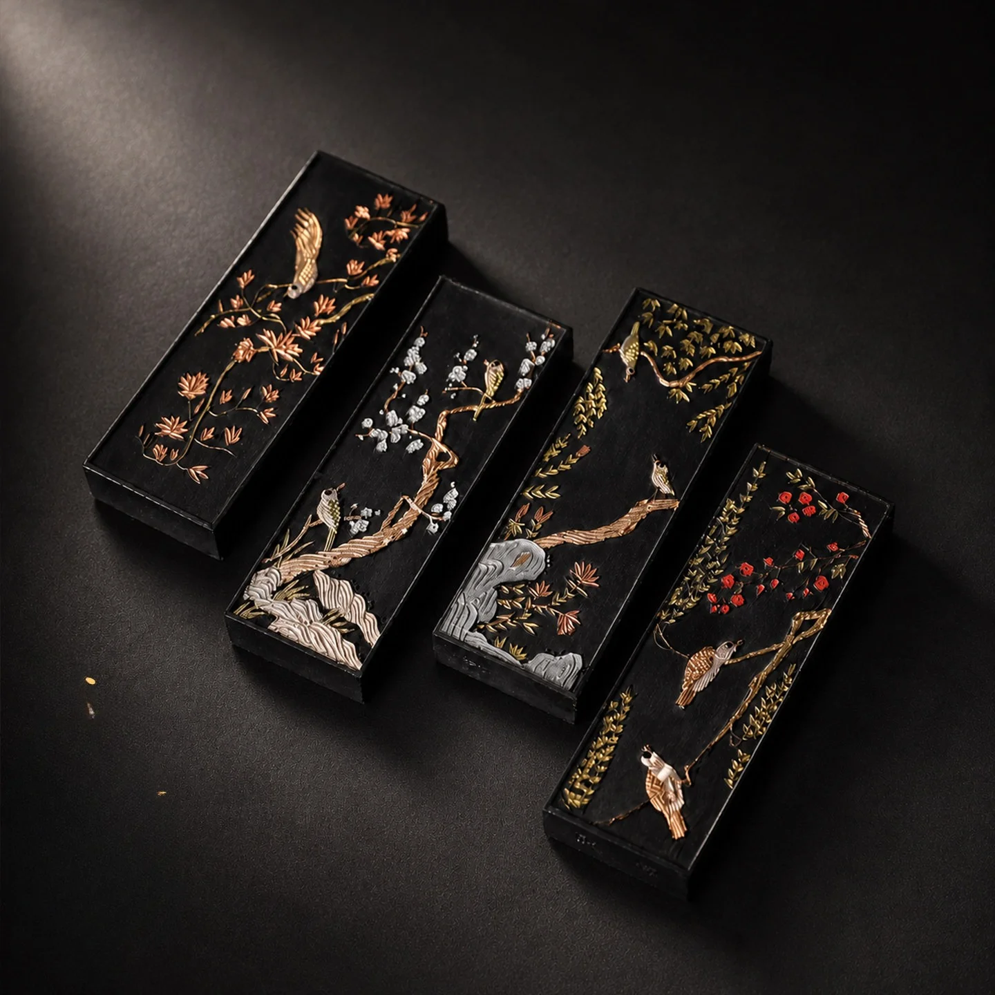 Huizhou Ink Stick Set, Pine Soot Ink Block, Intangible Cultural Heritage Handmade Ink for Chinese Calligraphy Inkstone