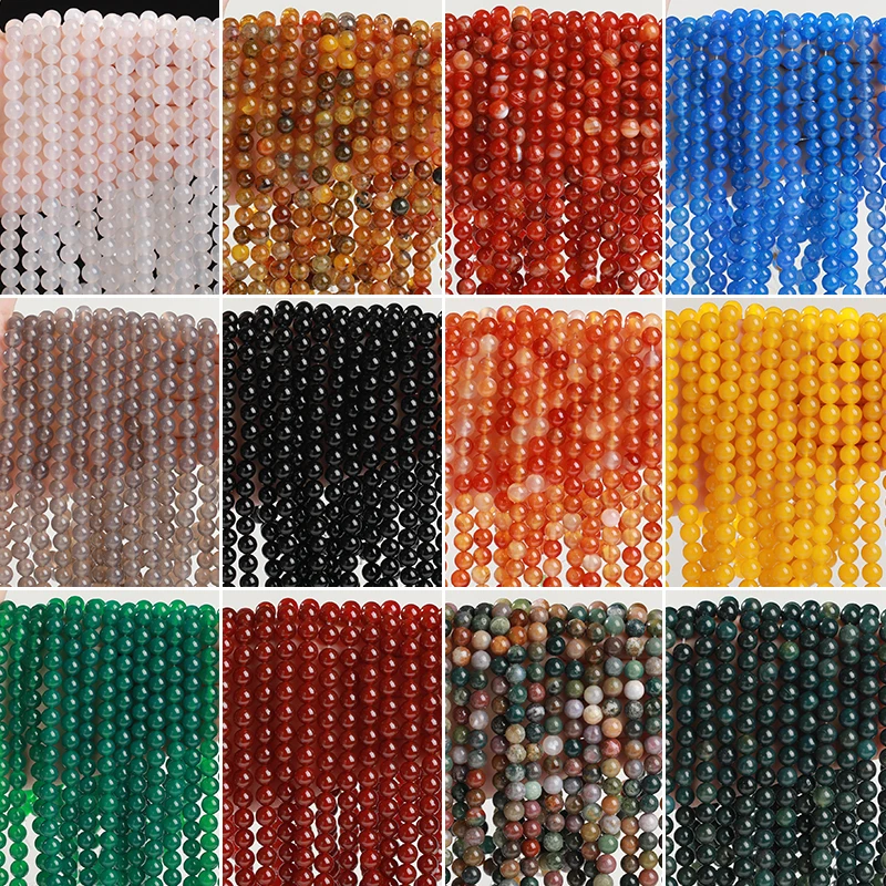 Wholesale Natural Stone Black Red Agate Beads Round Loose Spacer 4 6 8 10mm For Jewelry Making DIY Necklace Bracelet Accessory