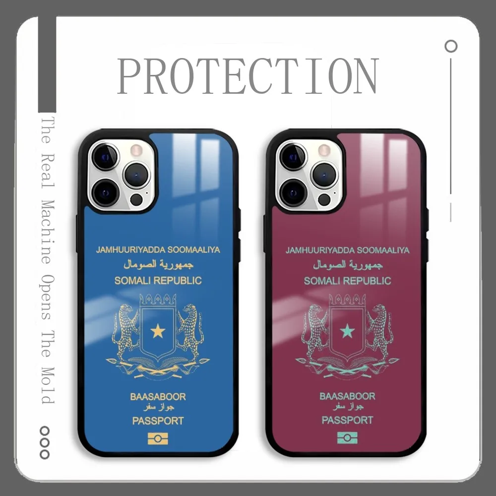 Somali Passport Pattern Phone Case For IPhone 16 15 14 13 12 11 Pro Xs Max Mini Plus Celulares Hard Funda