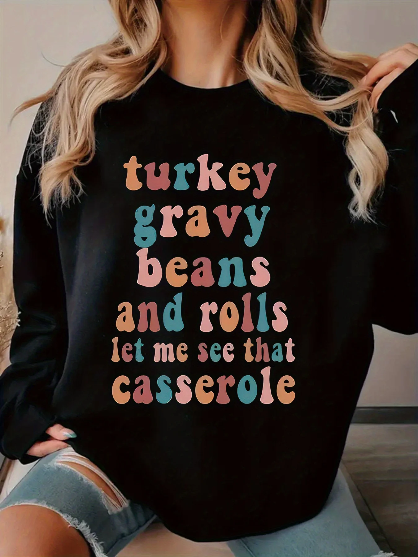 Letter Print Pullover Sweatshirt, Casual Long Sleeve Crew Neck Sweatshirt for Fall & Winter, Women's Clothing