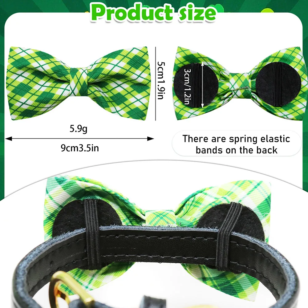 50PCS Spring Plaid Style Dog Bow Tie St. Patrick Removable Small Dog Bowties Collar Accessories For Dogs Pets Grooming Bows