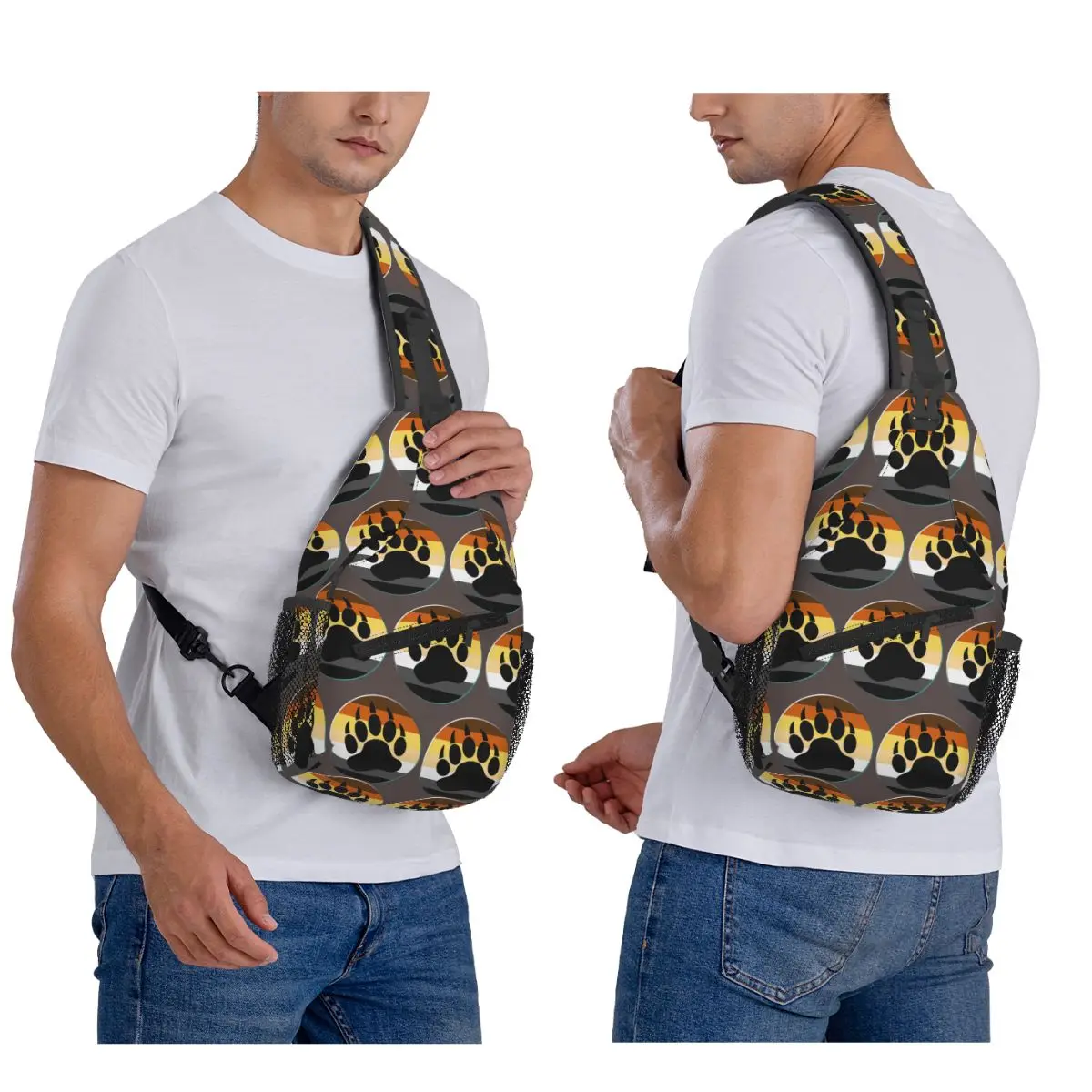 

Нагрудная сумка с изображением медведя и гордости лапы, мужской рюкзак через плечо на слинге, нагрудная сумка, дорожный походный рюкзак, сумка на плечо