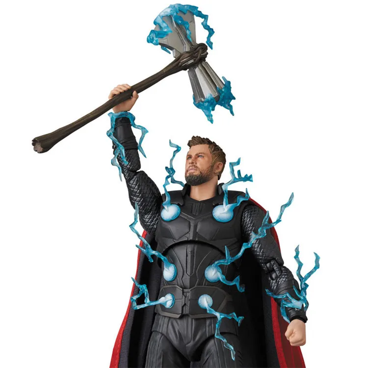 Avengers Thor Action doll Submachine Gun Axe Interchangeable Head Hinged PVC Collectible Model Toy with Display Stand Gift