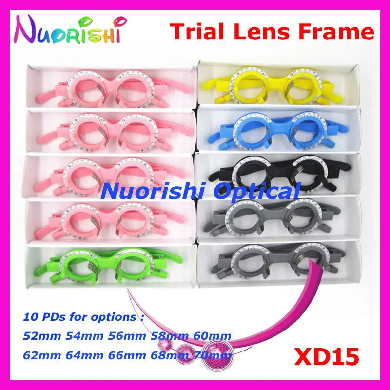 XD15 5pcs Economy Colorful Fixed PD Distance Optometry Ophthalmic Plastic Trial Lens Frame Customzied PDs